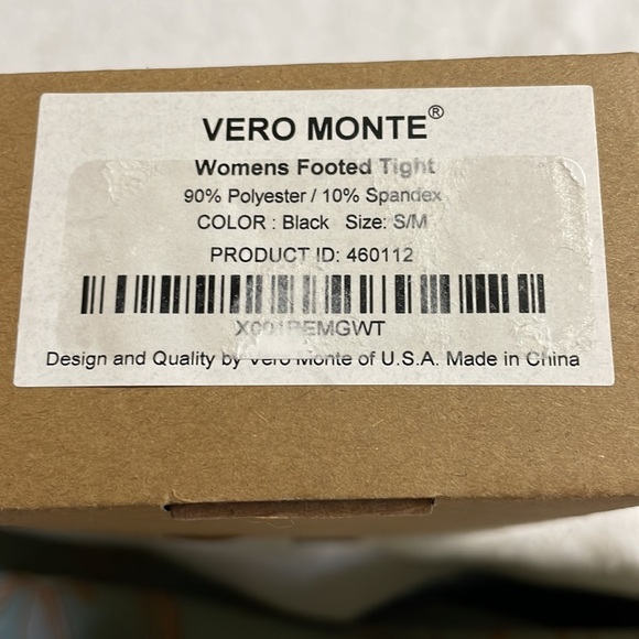 NWT Vero Monte Black Fleece Lined Footed Tights - Picture 8 of 8